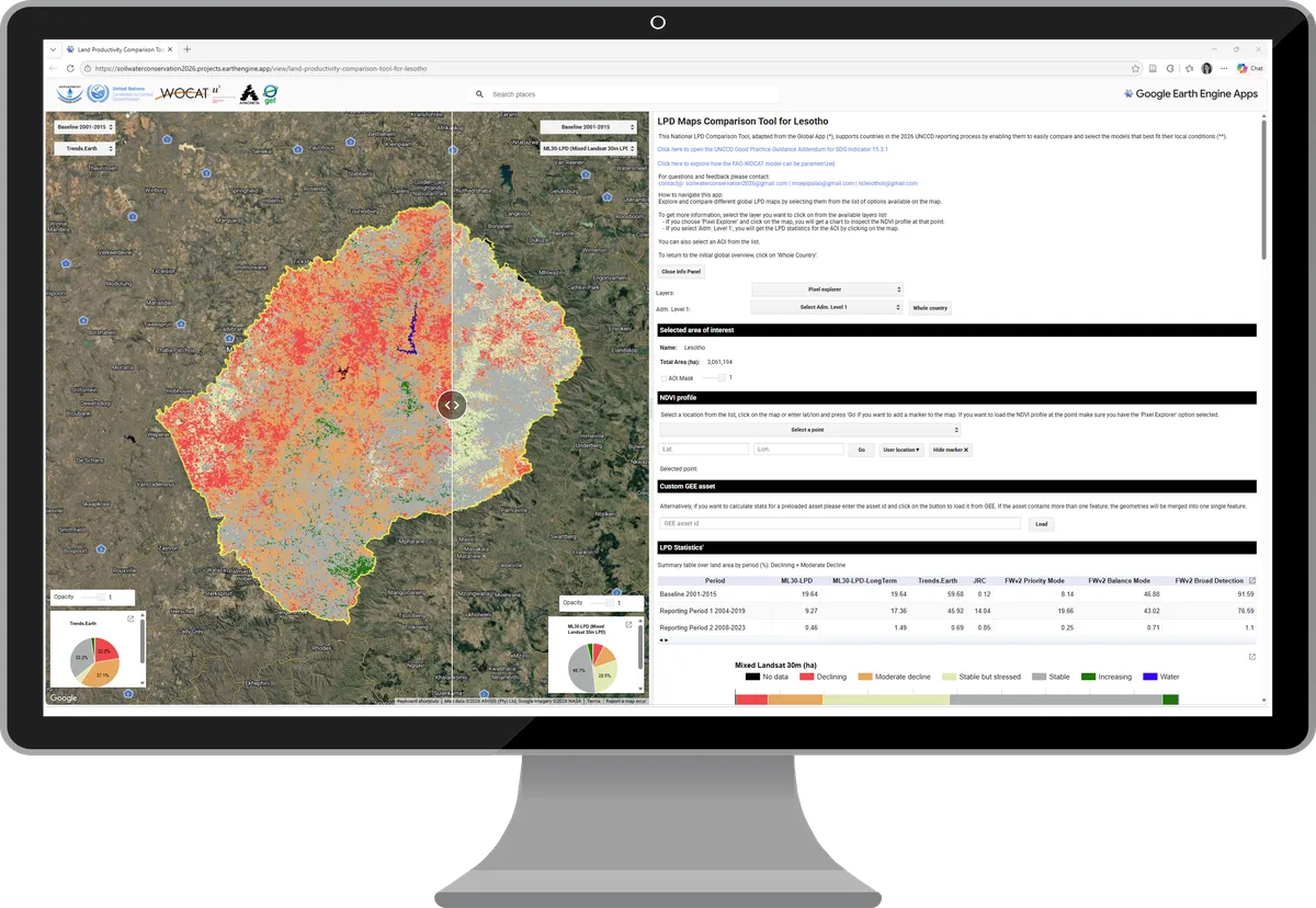 Land Productivity Dynamics Comparison Tool for Lesotho